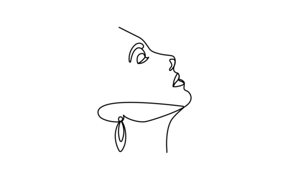 Animated Line Drawing Beautiful Woman