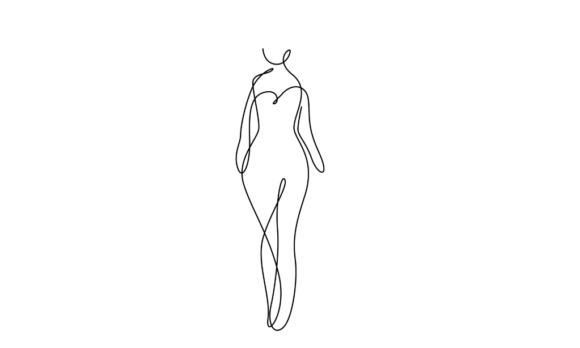 Animated Line Drawing of Woman Figure: Elegant Minimalist Motion