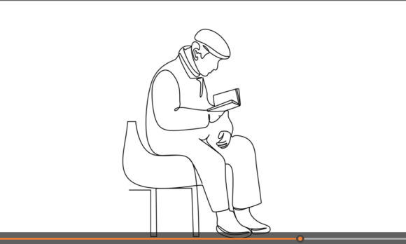 Animated Old Man Reading Book: Timeless Motion Graphics