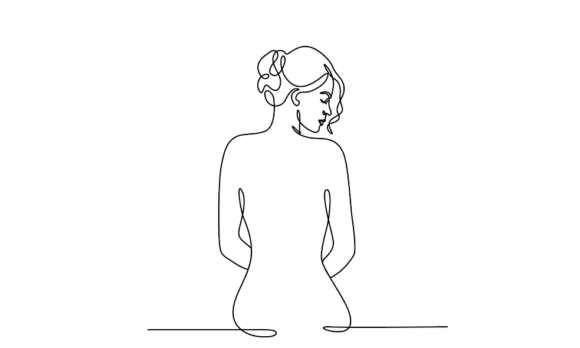 Captivating Movement: The Animated Women Back Side Figure Line Art Style