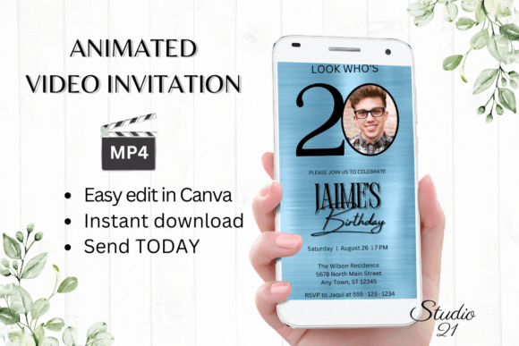 Celebrate in Style: The Digital 20th Birthday Invitation BN123N