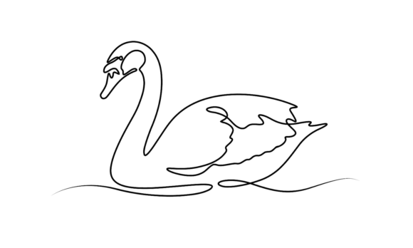 Elegant Motion: Using Animated Swimming Swan Line Drawing