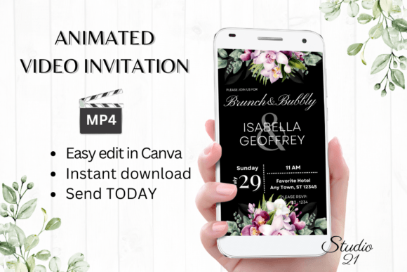 Orchids Wedding Brunch Invite W9459: A Floral Digital Template