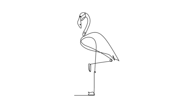 The Elegance of Motion: Line Drawing of Flamingo Animation